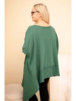 Dámská tunika Plus Size z bavlny s asymetrickým spodním lemem tmavě zelená