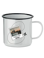 Personalizovaný retro plecháček s fotkou a cestovatelským motivem Personalizovaný retro plecháček s fotkou a cestovatelským motivem