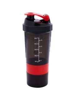 FITNESS ŠEJKR 500ML ŠEDÝ ČERVENÝ ČISTÝ 2 ZLEPŠENÍ