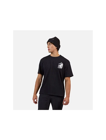 Pánské tričko ROSSIGNOL Waterfall Relax Tee, černé Pánské tričko ROSSIGNOL Waterfall Relax Tee, černé