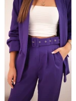Elegantní souprava saka a kalhot fialové barvy