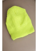 Dámská zimní čepice z vlny s dvojitým ohrnutým lemem model 21866348 neonově žlutá - K-Fashion