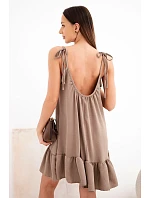 Dámské viskózové šaty na ramínkách s volánem a vázáním fango