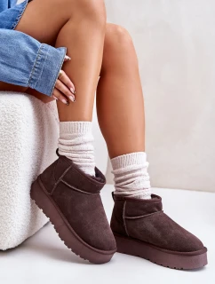 Módní Semišové Nízké Sněhule Hnědé model 21671731 - Boto