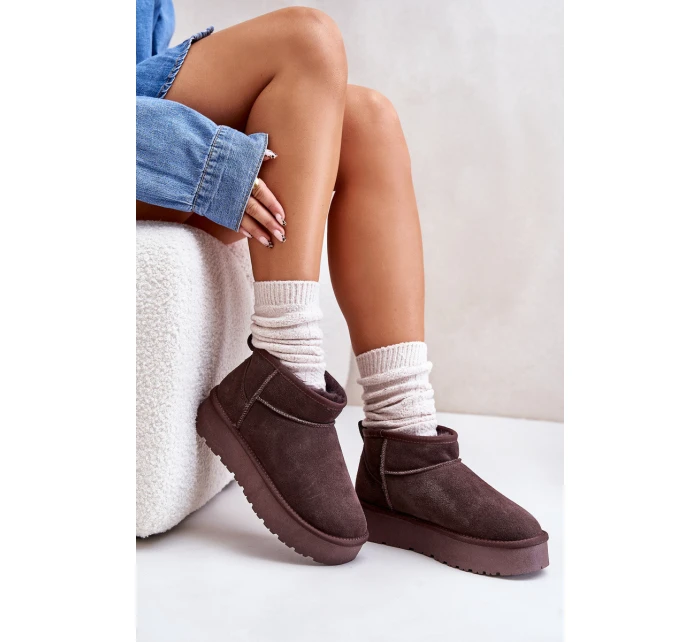 Módní Semišové Nízké Sněhule Hnědé model 21671731 - Boto Módní Semišové Nízké Sněhule Hnědé model 21671731 - Boto