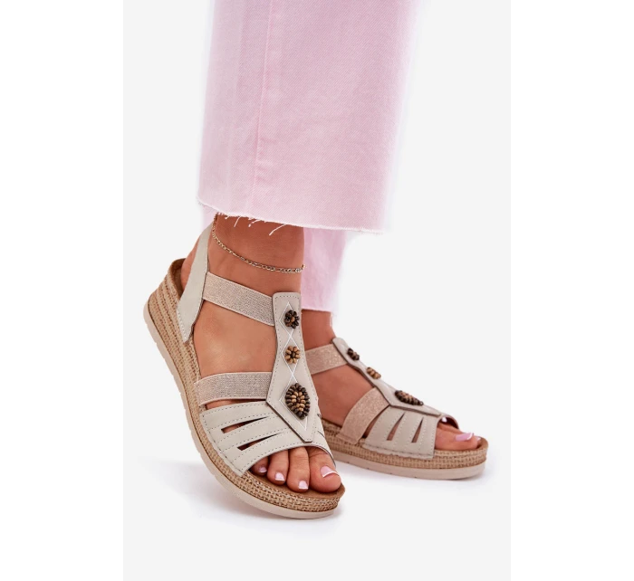Dámské Sandály Na Klíně S Ozdobami Světle Béžové Inblu RV000015