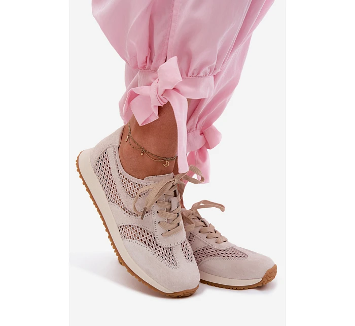 Dámské síťované tenisky z semiše světle béžové model 22123261 - EVENTO