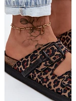 Dámské pantofle na platformě s přezkami  Leopardí vzor model 22147519 - D.Franklin
