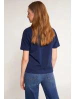 Dámské tričko s ozdobným panelem TSH0083-013 tmavě modrá - Monnari Dámské tričko s ozdobným panelem TSH0083-013 tmavě modrá - Monnari
