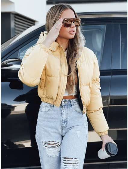 Dámská krátká zimní bunda s kapucí žlutá FashionStreet TY5360