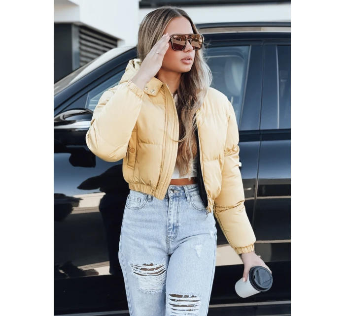 Dámská krátká zimní bunda s kapucí žlutá FashionStreet TY5360