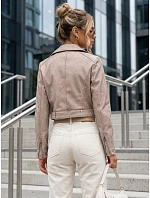 Dámská bunda ve stylu Ramones s koženým páskem, béžová, FashionStreet TY5719