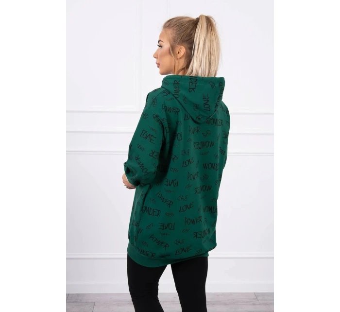 Mikina s nápisy zelená