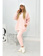 Zateplený set s mikinou s kapucí prášková růžová melanž Zateplený set s mikinou s kapucí prášková růžová melanž