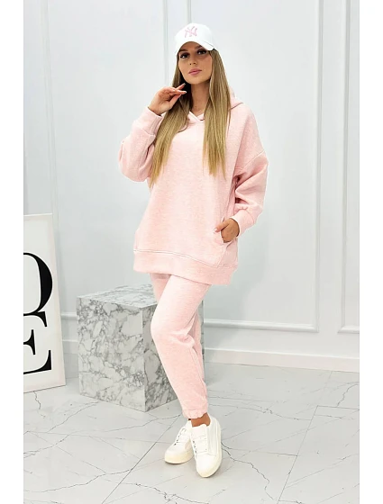 Zateplený set s mikinou s kapucí model 18754347 růžová melanž - K-Fashion