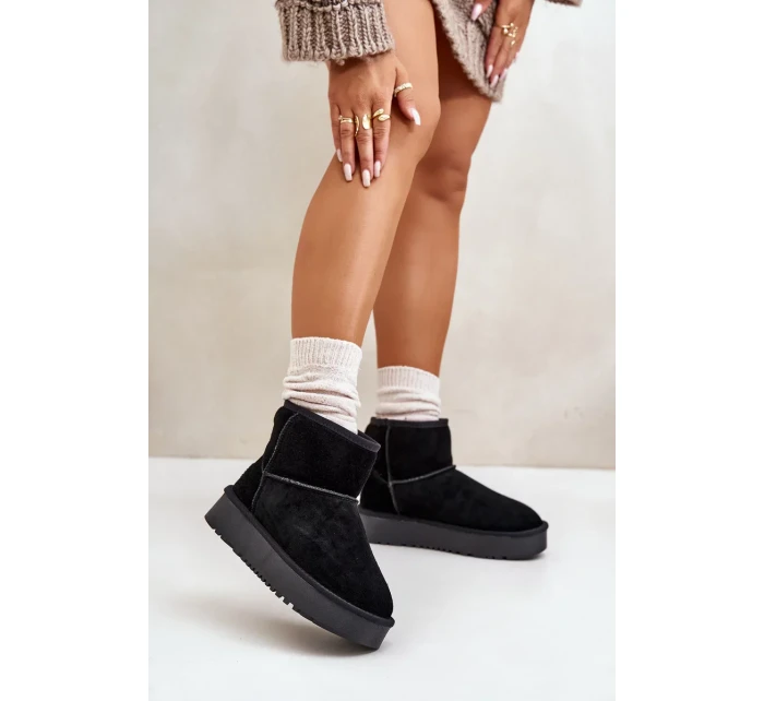 Dámské Semišové Sněhule Na Platformě Nad Kotníky Černé Rianaella