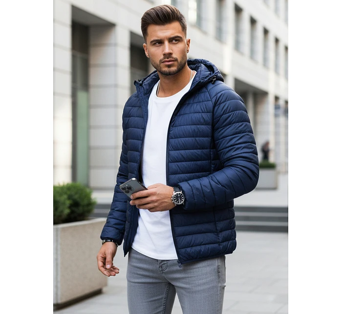 Pánská přechodná prošívaná tmavě modrá bunda FashionStreet TX4408