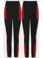 Černo-červené sportovní legíny se vsadkami podél nohavic (Y6841)