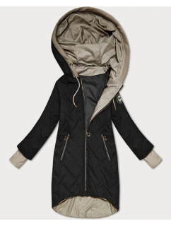 Černá dámská bunda s asymetrickou spodní částí S'West (B8555-1)