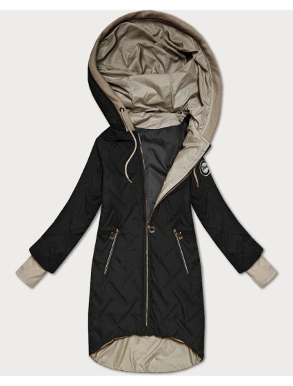 Černá dámská bunda s asymetrickou spodní částí S'West (B8555-1)