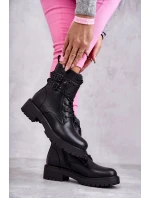 Dámské teplé kožené kozačky černe model 21598122 - Boto