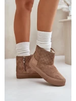 Sněhové boty na zip zateplené kožešinou Big Star model 21675203 Béžové - Big Star Shoes Sněhové boty na zip zateplené kožešinou Big Star model 21675203 Béžové - Big Star Shoes