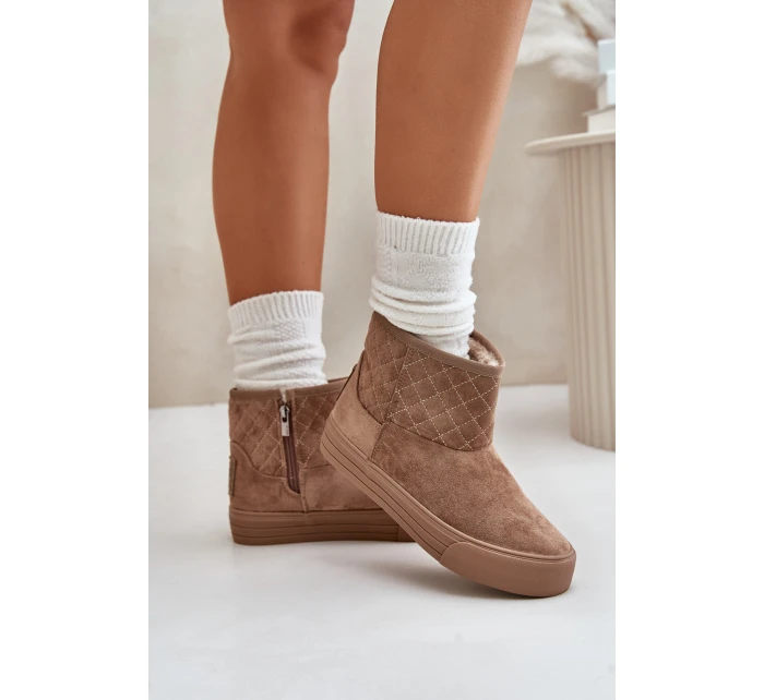 Sněhové boty na zip zateplené kožešinou Big Star model 21675203 Béžové - Big Star Shoes Sněhové boty na zip zateplené kožešinou Big Star model 21675203 Béžové - Big Star Shoes