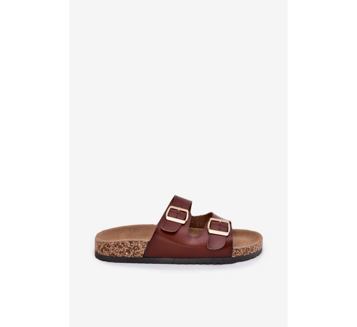 Dámské Pantofle S Přezkami Z Eko Kůže Hnědé model 21701635 - EVENTO