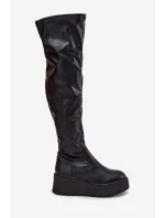 Dámské Kozačky Kolena Na Platformě A S Černé model 21707030 - Boto Dámské Kozačky Kolena Na Platformě A S Černé model 21707030 - Boto