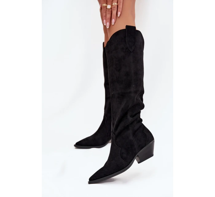 Zateplené Kůže Bota Kovbojky Na Podpatku Z Eko Černé model 21710814 - Boto Zateplené Kůže Bota Kovbojky Na Podpatku Z Eko Černé model 21710814 - Boto