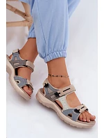 Kožené dámské sandály ve sportovním stylu McKeylor 95414 Béžovo-modré