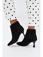 Dámské zateplené kožené kotníkové boty na podpatku Černé Elsya Dámské zateplené kožené kotníkové boty na podpatku Černé Elsya