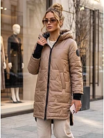 kurtka damska przejściowa z kapturem beżowa model 22346172 - FashionStreet kurtka damska przejściowa z kapturem beżowa model 22346172 - FashionStreet