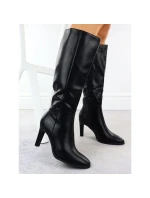 Dámské černé kozačky na podpatku model 21905463 - JEZZI