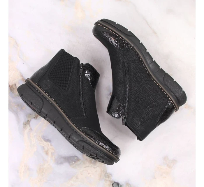 Pohodlné zateplené boty na zip Rieker W RKR555 Pohodlné zateplené boty na zip Rieker W RKR555