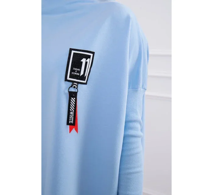 Oversize mikina s asymetrickými boky modrá