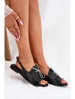 Kožené ploché sandály Zazoo 2898 černé Kožené ploché sandály Zazoo 2898 černé