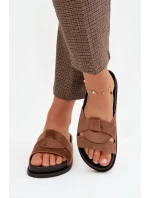 Dámské pantofle Eko semiš s pásky hnědé model 21918915 - Boto