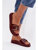 Dámské pantofle s zlatou sponou bordové Rosivana