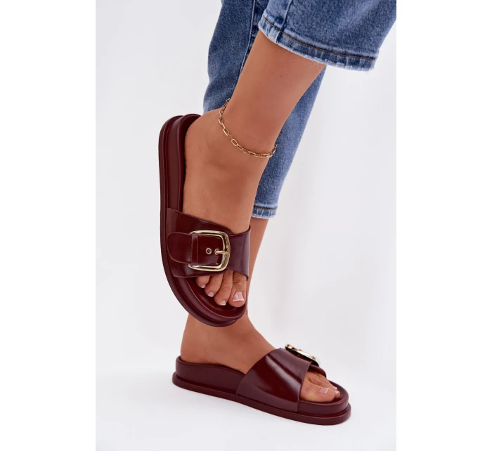 Dámské pantofle s zlatou sponou bordové Rosivana