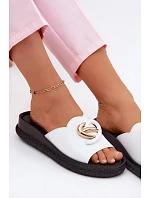 Kožené pantofle s ozdobným detailem S.Barski KV61-6046 Bílá