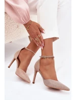 Dámské lesklé lodičky se páskem - šampaňské Joranne Dámské lesklé lodičky se páskem - šampaňské Joranne