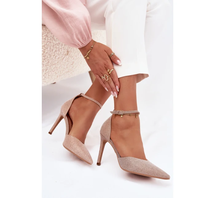 Dámské lesklé lodičky se páskem - šampaňské Joranne Dámské lesklé lodičky se páskem - šampaňské Joranne
