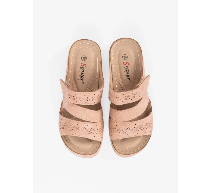 Exkluzívní dámské růžové nazouváky na klínku Exkluzívní dámské růžové nazouváky na klínku