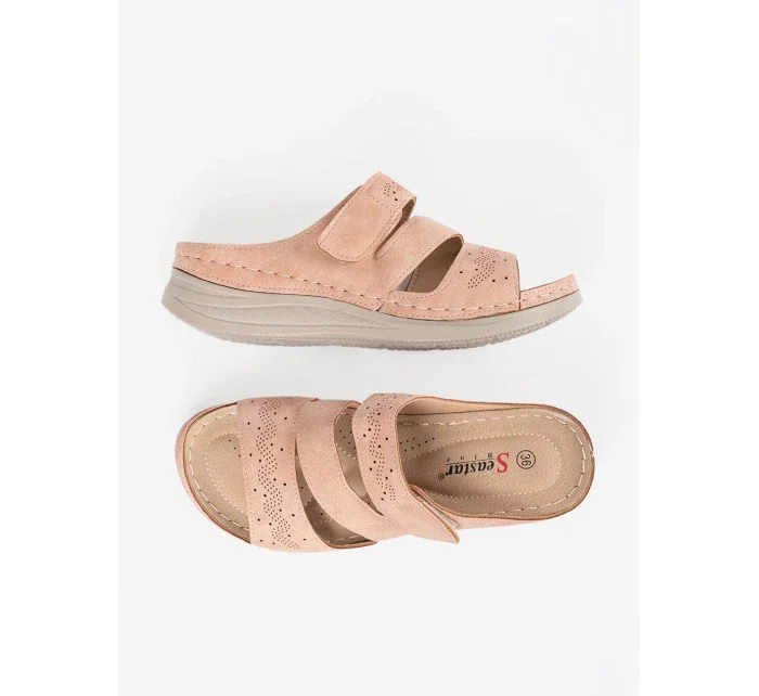 Exkluzívní dámské růžové nazouváky na klínku Exkluzívní dámské růžové nazouváky na klínku