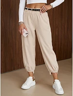 Dámské bavlněné kordurové kalhoty se šlemi, světle béžové, FashionStreet UY3171 Dámské bavlněné kordurové kalhoty se šlemi, světle béžové, FashionStreet UY3171