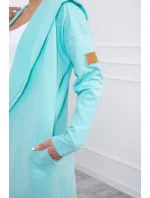 Dlouhý kabát s kapucí mátový