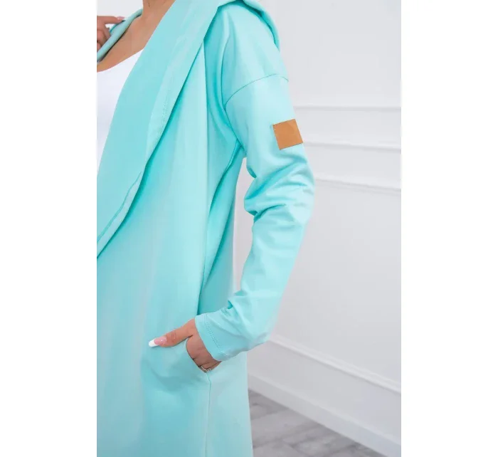 Dlouhý kabát s kapucí mátový