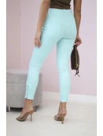 Barevné džínové kalhoty s mátovou mašlí