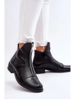 Kožené kozačky na zip Nicole 2785/037 Černá